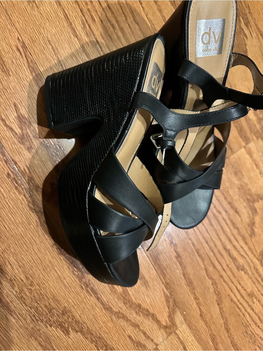 DV by Dolce Vita Black Strappy Platform Heels